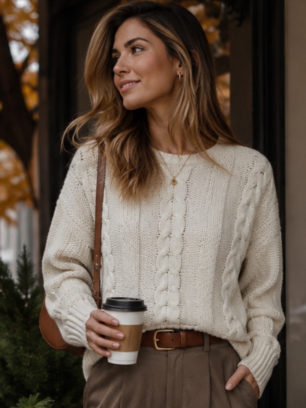 Banana Republic Ivory Cable Knit Sweater Cream Cozy Luxe Crewneck Small